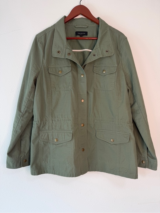 Talbots Jackets & Blazers - Talbots Olive Green Utility Jacket Womens XL Button Snap Military Gorpcore Chic